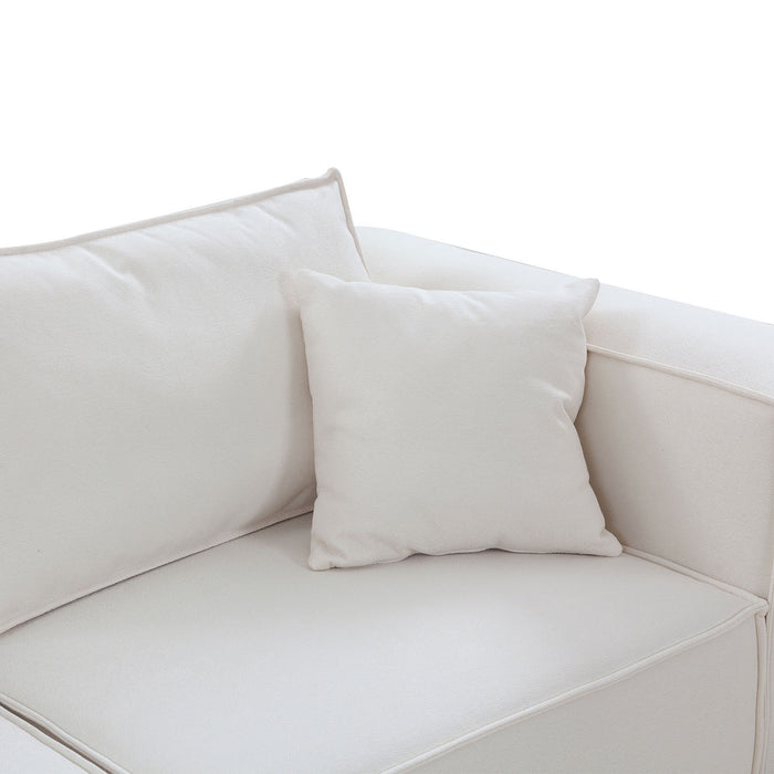 GFD Home - Modular Sectional Living Room Sofa Set, Modern Minimalist Style Couch with Ottoman and Reversible Chaise, L-Shape, White - GreatFurnitureDeal