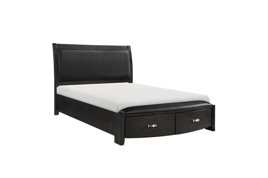 Homelegance - Lyric Queen Sleigh Platform Bed with Footboard Storages - 1737NGY-1