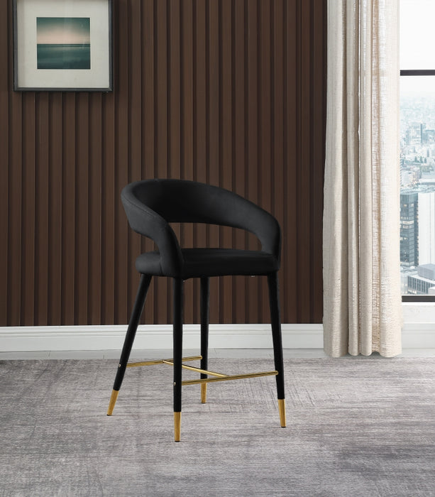 Meridian Furniture - Destiny Velvet Stool in Black - 540Black-C - GreatFurnitureDeal