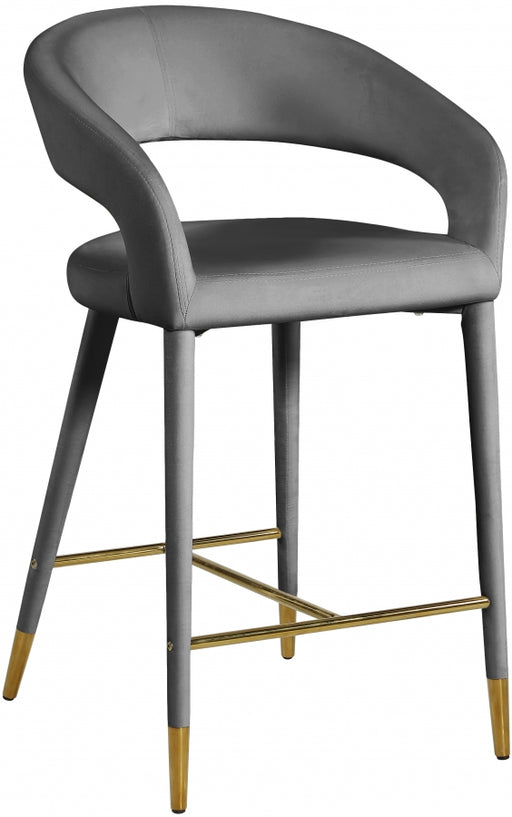 Meridian Furniture - Destiny Velvet Stool in Grey - 540Grey-C - GreatFurnitureDeal