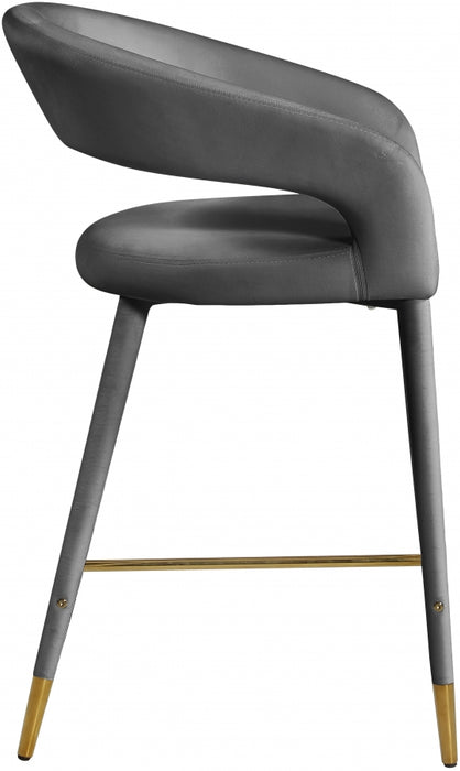 Meridian Furniture - Destiny Velvet Stool in Grey - 540Grey-C - GreatFurnitureDeal