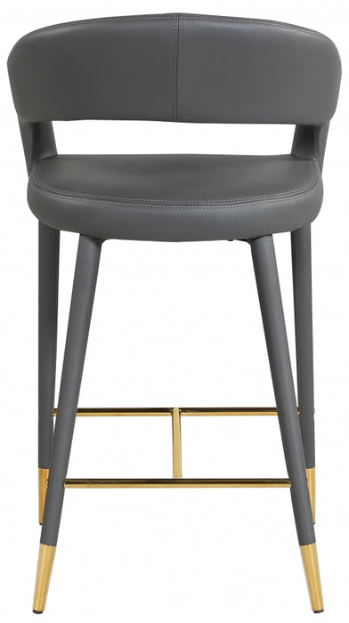 Meridian Furniture - Destiny Faux Leather Stool in Grey - 541Grey-C