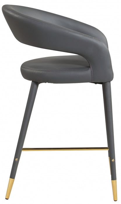 Meridian Furniture - Destiny Faux Leather Stool in Grey - 541Grey-C - GreatFurnitureDeal