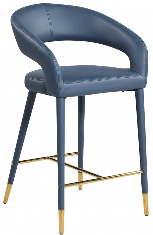 Meridian Furniture - Destiny Faux Leather Stool in Navy - 541Navy-C - GreatFurnitureDeal