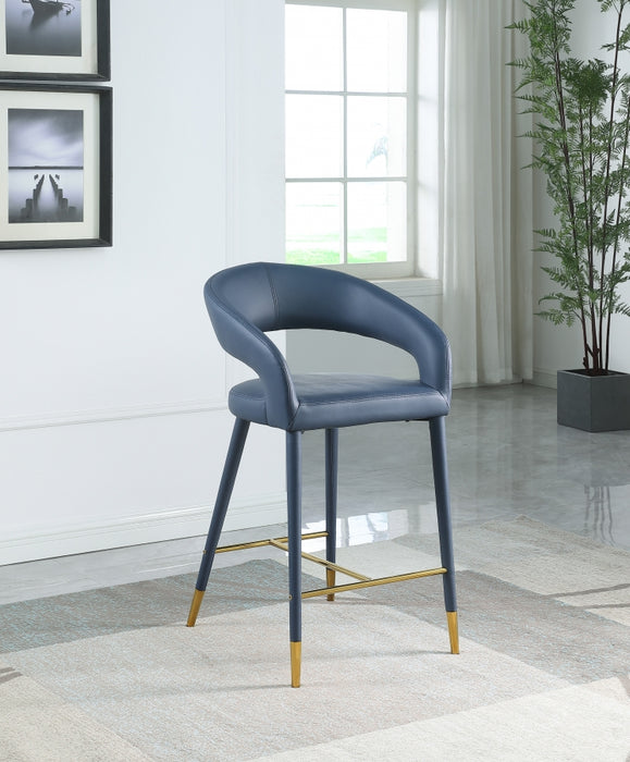 Meridian Furniture - Destiny Faux Leather Stool in Navy - 541Navy-C