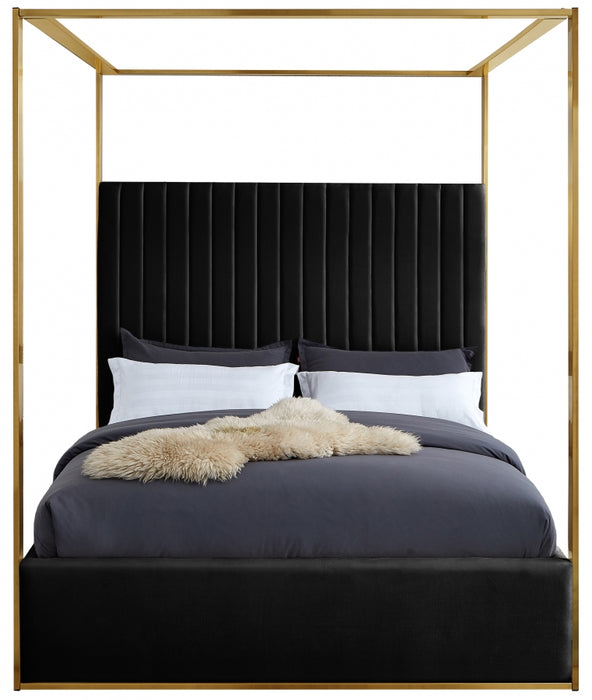Meridian Furniture - Jones Velvet Queen Bed in Black - JonesBlack-Q - GreatFurnitureDeal