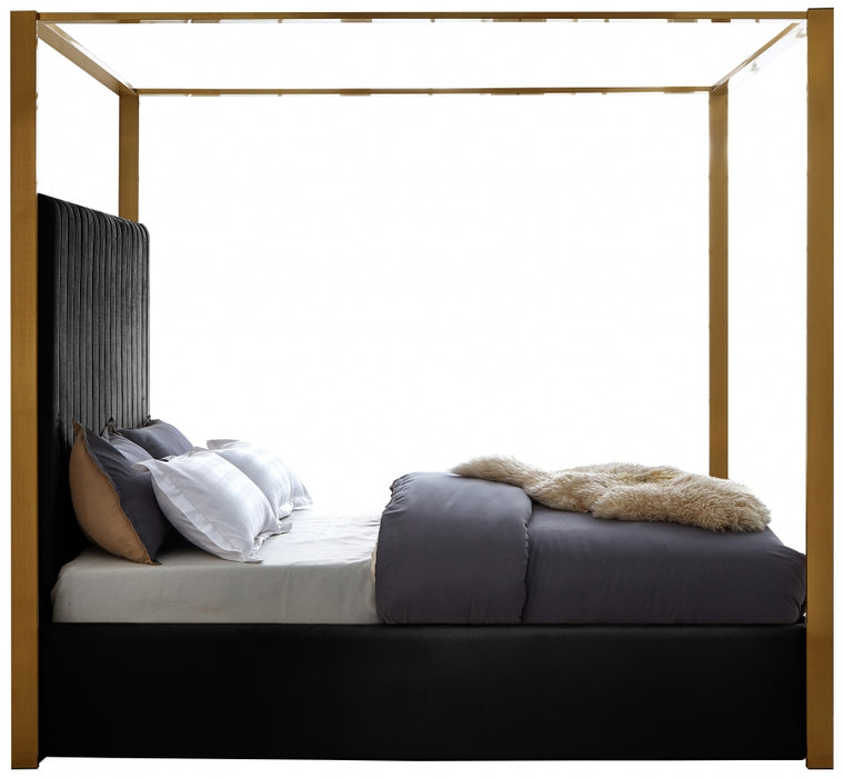 Meridian Furniture - Jones Velvet Queen Bed in Black - JonesBlack-Q