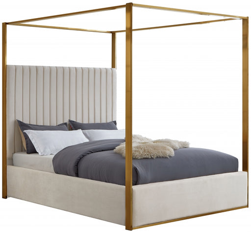 Meridian Furniture - Jones Velvet King Bed in Cream - JonesCream-K - GreatFurnitureDeal