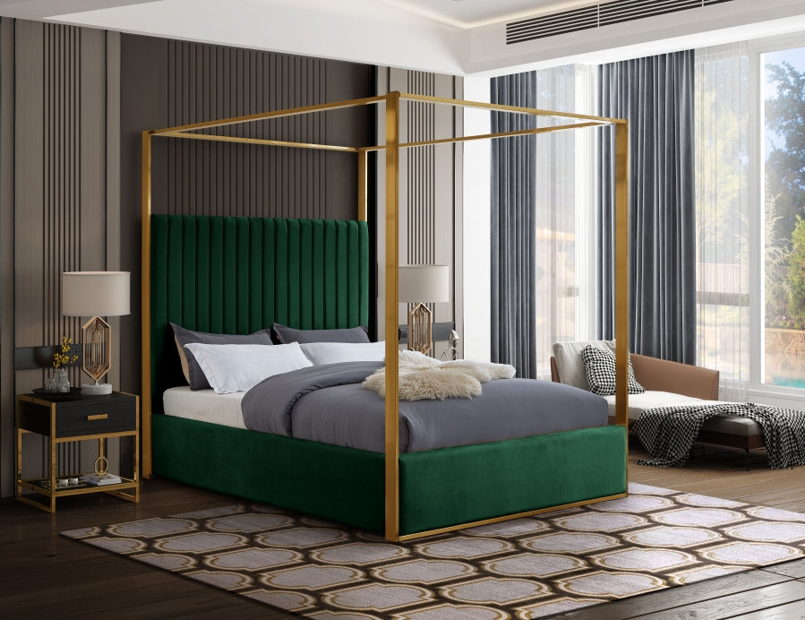 Meridian Furniture - Jones Velvet Queen Bed in Green - JonesGreen-Q