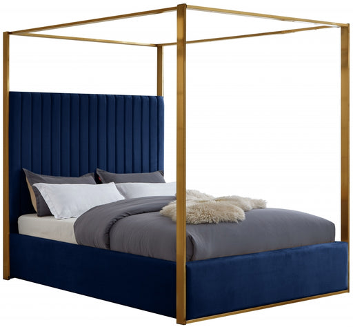 Meridian Furniture - Jones Velvet King Bed in Navy - JonesNavy-K - GreatFurnitureDeal