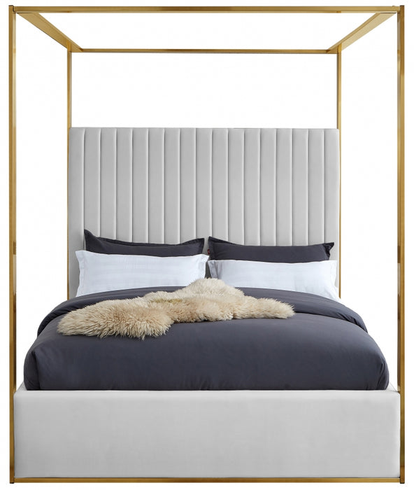 Meridian Furniture - Jones Faux Leather Bed in White - JonesWhite-K - GreatFurnitureDeal