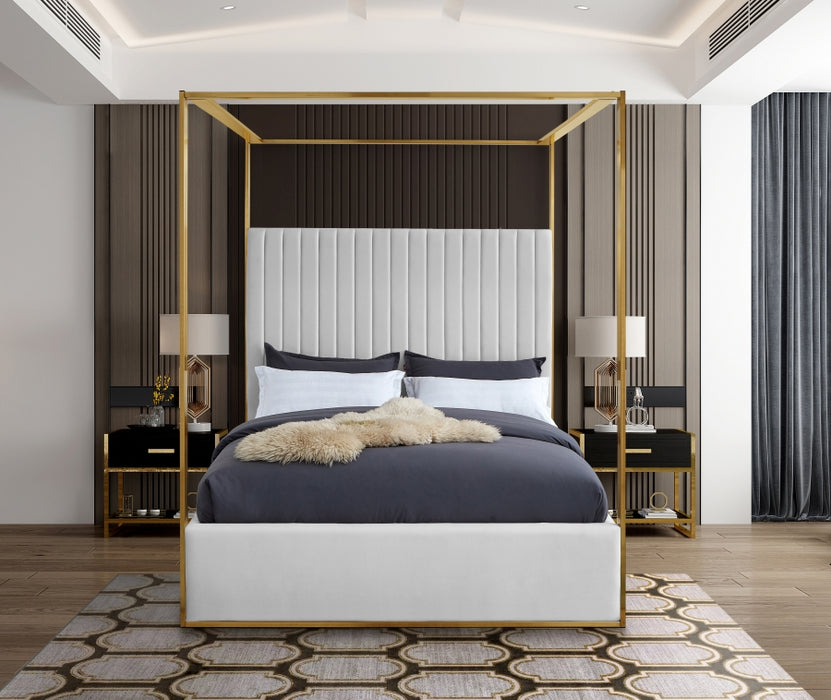 Meridian Furniture - Jones Faux Leather Queen Bed in White - JonesWhite-Q