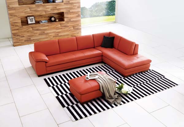 J&M Furniture - 625 Pumpkin Italian Leather RAF Sectional - 175443111-RHFC-PK