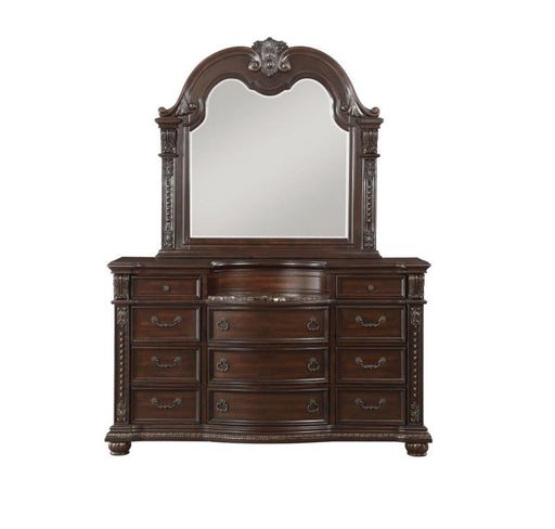 Homelegance - Cavalier Dark Cherry Dresser and Mirror Set - 1757-5-6 - GreatFurnitureDeal