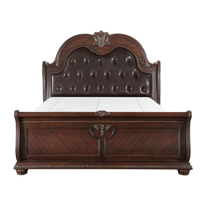 Homelegance - Cavalier Dark Cherry Queen Sleigh Bed - 1757-1 - GreatFurnitureDeal