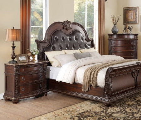 Homelegance - Cavalier Dark Cherry 3 Piece California King Sleigh Bedroom Set - 1757K-1CK-3 - GreatFurnitureDeal