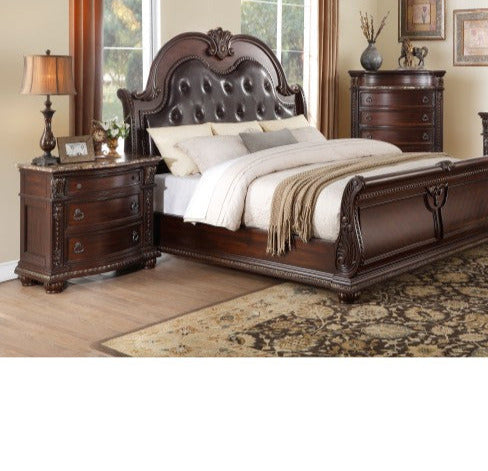 Homelegance - Cavalier Dark Cherry 3 Piece Queen Sleigh Bedroom Set - 1757-1-3 - GreatFurnitureDeal