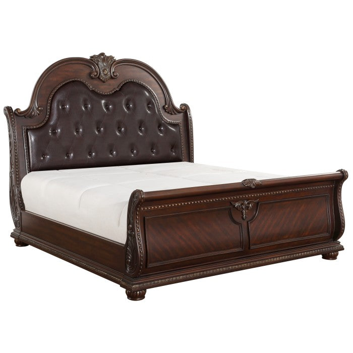 Homelegance - Cavalier Dark Cherry California King Sleigh Bed - 1757K-1CK - GreatFurnitureDeal