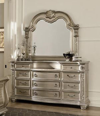Homelegance - Cavalier Dresser and Mirror in Silver - 1757SV-DM - GreatFurnitureDeal
