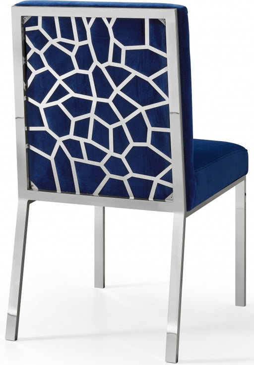 Meridian Furniture - Opal Velvet Dining Chair in Navy (Set Of 2) - 736Navy-C - GreatFurnitureDeal