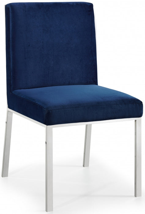 Meridian Furniture - Opal Velvet Dining Chair in Navy (Set Of 2) - 736Navy-C - GreatFurnitureDeal