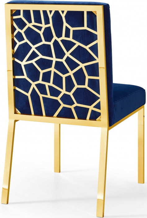 Meridian Furniture - Opal Velvet Dining Chair in Navy (Set Of 2) - 737Navy-C - GreatFurnitureDeal