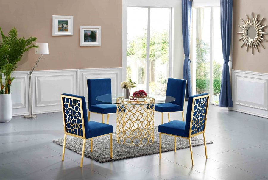 Meridian Furniture - Opal Velvet Dining Chair in Navy (Set Of 2) - 737Navy-C