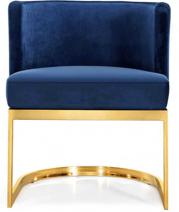 Meridian Furniture - Gianna Velvet Dining Chair in Navy (Set of 2) - 718Navy-C - GreatFurnitureDeal