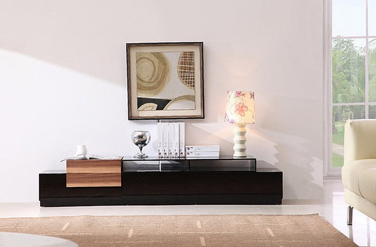 J&M Furniture - TV Stand 072 in Black High Gloss & Walnut - 17760 - GreatFurnitureDeal