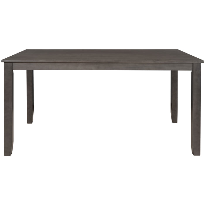 GFD Home - TREXM 6-Piece Kitchen Simple Wooden Dining Table and Chair with Bench, Fabric Cushion (Gray) - GreatFurnitureDeal