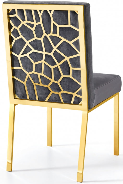 Meridian Furniture - Opal Velvet Dining Chair in Grey (Set Of 2) - 737Grey-C - GreatFurnitureDeal