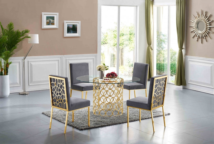 Meridian Furniture - Opal Velvet Dining Chair in Grey (Set Of 2) - 737Grey-C