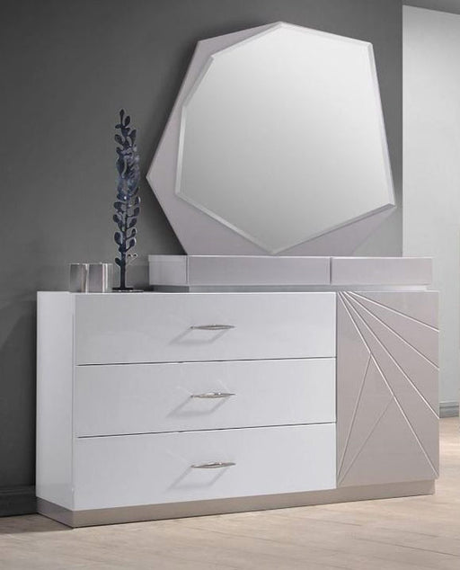 J&M Furniture - Florence White & Light Grey Lacquer Dresser & Mirror - 17852-DM - GreatFurnitureDeal