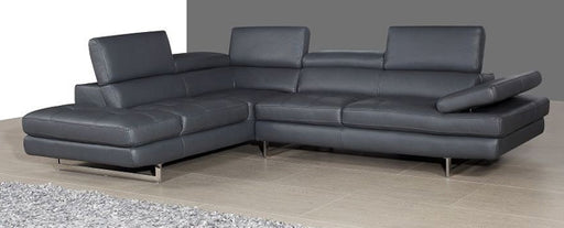J&M Furniture - A761 Slate Grey Italian Leather LAF Sectional - 178552-LHFC