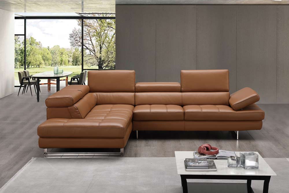 J&M Furniture - A761 Italian Leather Sectional Caramel In Left hand Facing - 17855211-LHFC