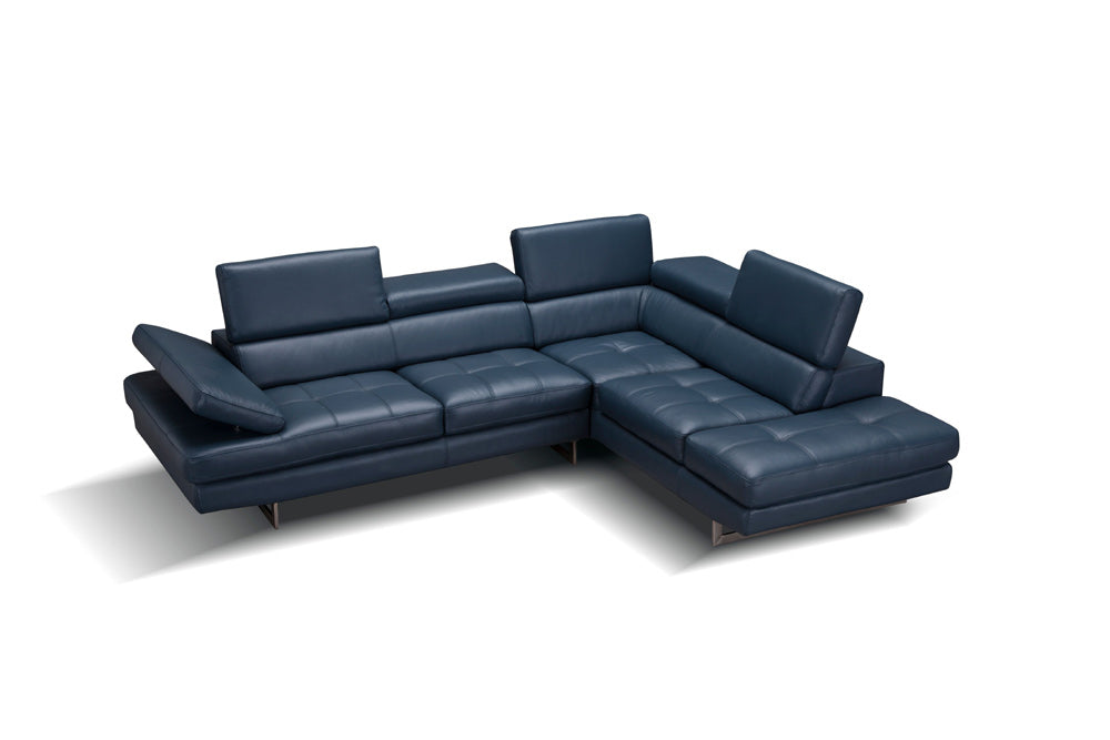 J&M Furniture - A761 Italian Leather Sectional Blue In Right Hand Facing - 178553-RHFC