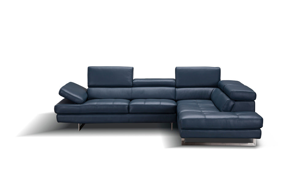 J&M Furniture - A761 Italian Leather Sectional Blue In Right Hand Facing - 178553-RHFC