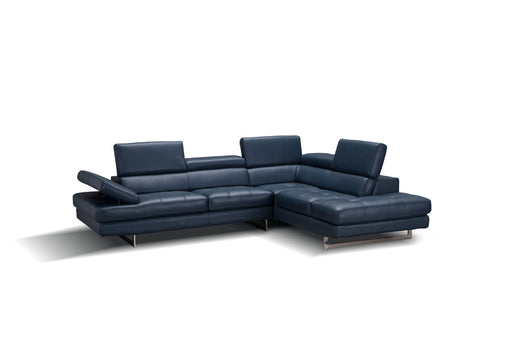J&M Furniture - A761 Italian Leather Sectional Blue In Right Hand Facing - 178553-RHFC - GreatFurnitureDeal