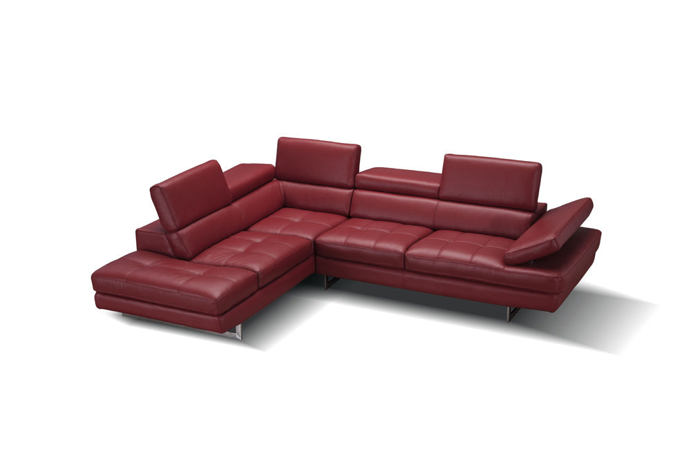 J&M Furniture - A761 Italian Leather Sectional Red In Left hand Facing - 178554-LHFC - GreatFurnitureDeal