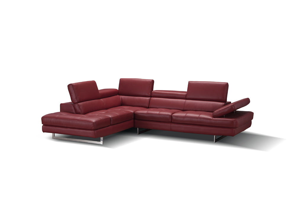 J&M Furniture - A761 Italian Leather Sectional Red In Left hand Facing - 178554-LHFC - GreatFurnitureDeal