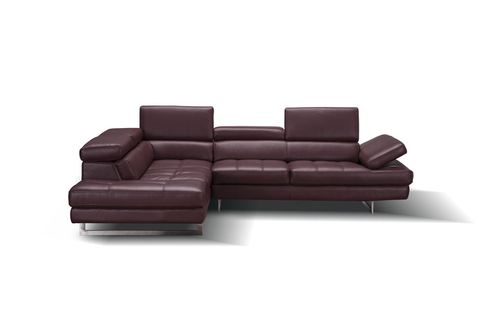 J&M Furniture - A761 Italian Leather Sectional Maroon In Left Hand Facing - 178556-LHFC - GreatFurnitureDeal