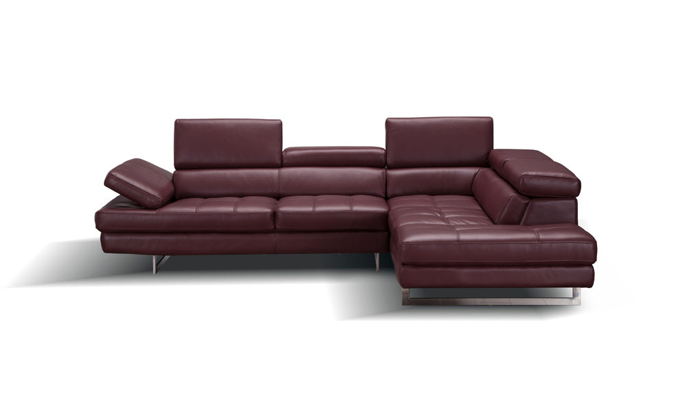 J&M Furniture - A761 Italian Leather Sectional Maroon In Right Hand Facing - 178556-RHFC - GreatFurnitureDeal