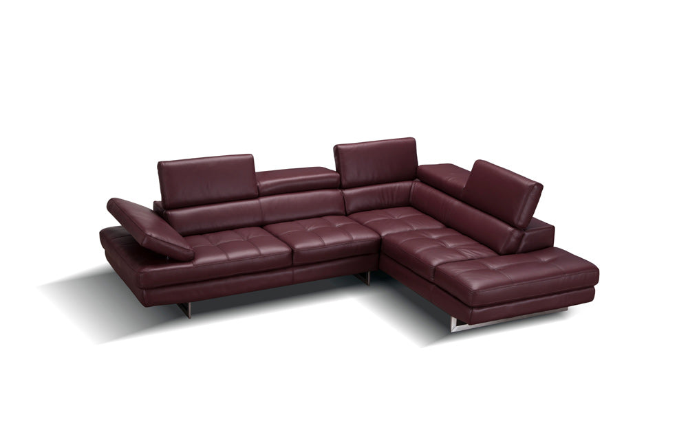 J&M Furniture - A761 Italian Leather Sectional Maroon In Right Hand Facing - 178556-RHFC