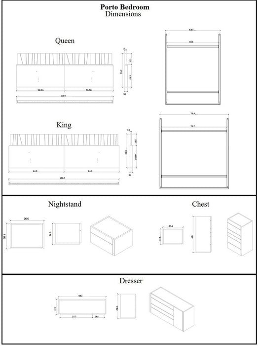 J&M Furniture - Porto Natural Light Grey Lacquer 6 Piece Eastern King Platform Bedroom Set - 17867-K-6SET