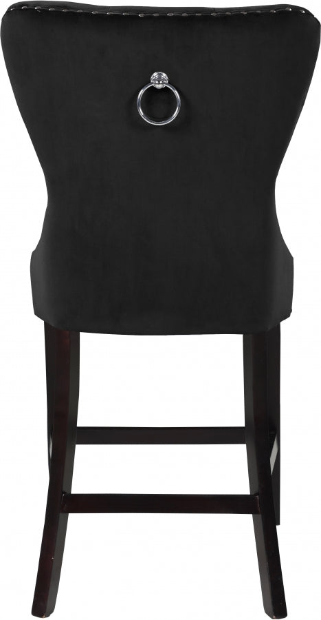 Meridian Furniture - Nikki Velvet Counter Stool in Black (Set of 2) - 741Black-C - GreatFurnitureDeal