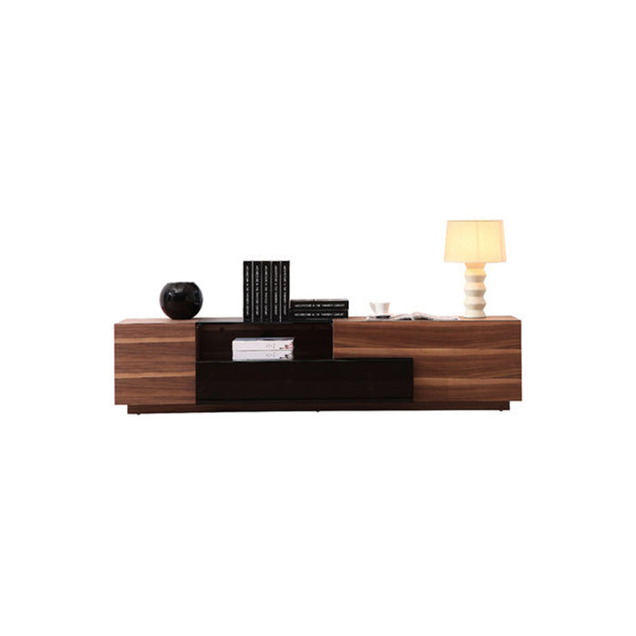 J&M Furniture - TV Stand 015 in Walnut & Black High Gloss  - 17758 - GreatFurnitureDeal