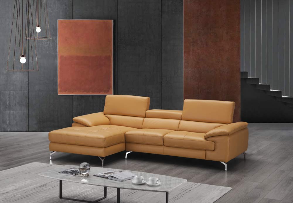 J&M Furniture - A973B Italian Leather Mini Sectional Left Facing Chaise in Freesia - 179064-LHFC - GreatFurnitureDeal
