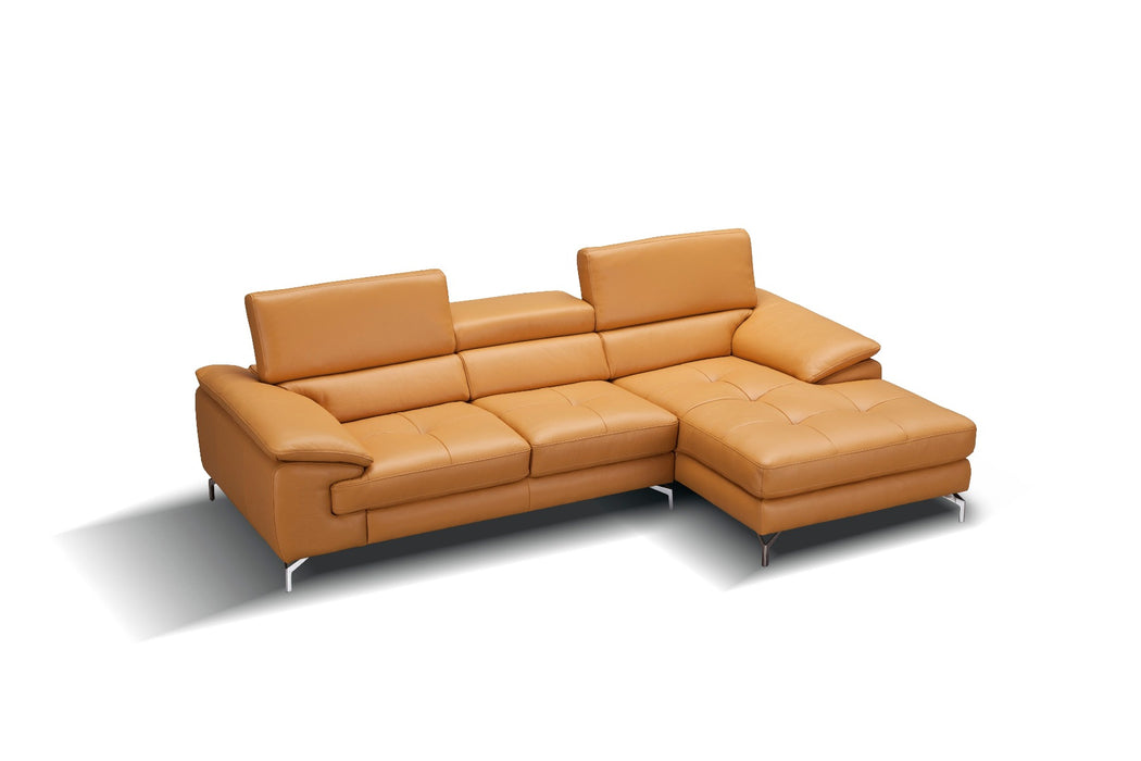 J&M Furniture - A973B Italian Leather Mini Sectional Right Facing Chaise in Freesia - 179064-RHFC - GreatFurnitureDeal