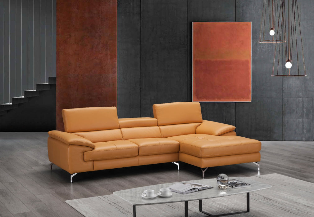 J&M Furniture - A973B Italian Leather Mini Sectional Right Facing Chaise in Freesia - 179064-RHFC
