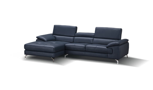 J&M Furniture - A973B Italian Leather Mini Sectional Left Facing Chaise in Blue - 179065-LHFC - GreatFurnitureDeal